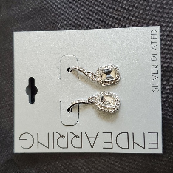 Silver Plated Crystal Earrings - Picture 2 of 4